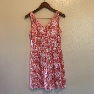 Francesca’s coral and white floral appliqué dress